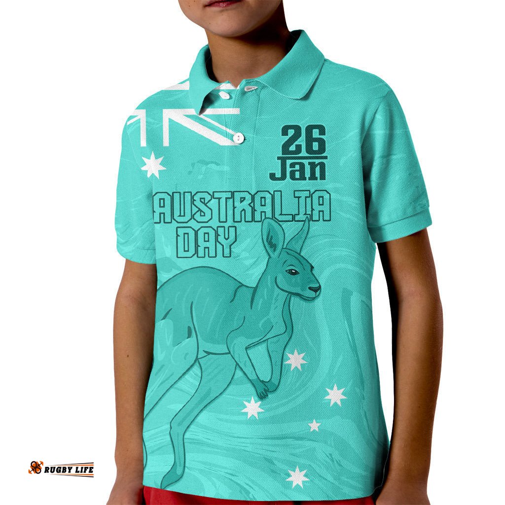 Personalised Matildas Australia Day Kid Polo Shirt Proud To Be Tillies Turquoise Version