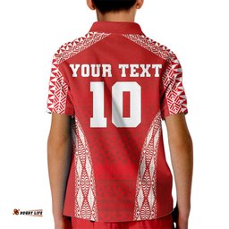 Custom Tonga Pacific Rugby 2024 Kid Polo Shirt Ngatu Tribal Pattern