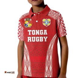 Custom Tonga Pacific Rugby 2024 Kid Polo Shirt Ngatu Tribal Pattern