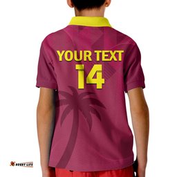 Custom Text And Number West Indies Cricket Polo Shirt KID Windies ODI Style