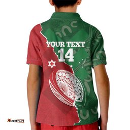 Custom Tonga And Australia Rugby Kid Polo Shirt Mate Maa Tongan Ngatu Mix Kangaroos Aboriginal