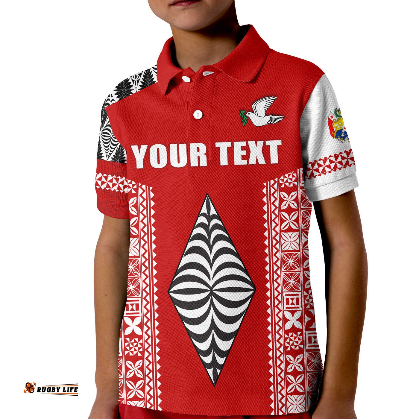 Custom Personalised Tonga Rugby Polo Shirt KID - Mate Ma'a Tonga