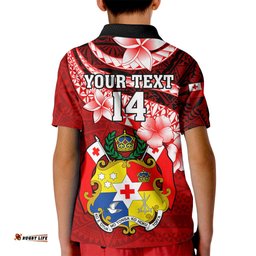 Custom Tonga Rugby Kid Polo Shirt Ikale Tahi Tongan Ngatu Pattern With Dabbing Ball