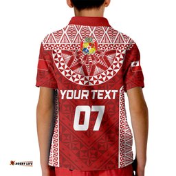 Personalised Tonga Rugby Kid Polo Shirt Ikale Tahi Champions World Cup 2023