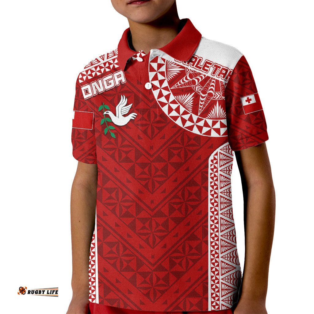 Personalised Tonga Rugby Kid Polo Shirt Ikale Tahi Champions World Cup 2023