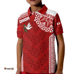 Personalised Tonga Rugby Kid Polo Shirt Ikale Tahi Champions World Cup 2023