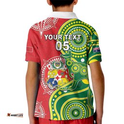 Custom Tonga Australia Rugby Kid Polo Shirt Kangaroos And Tonga Mate Maa Together