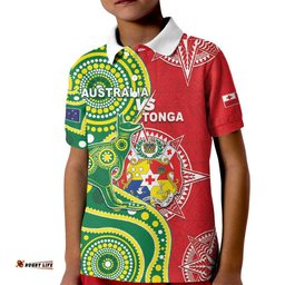 Custom Tonga Australia Rugby Kid Polo Shirt Kangaroos And Tonga Mate Maa Together