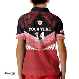 Custom Mate Maa Tonga XIII Kid Polo Shirt Tongan Kupesi Ngatu - Rugby Style