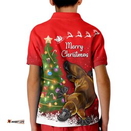 Personalised Australia Christmas Kid Polo Shirt Aussie Platypus Xmas Vibes