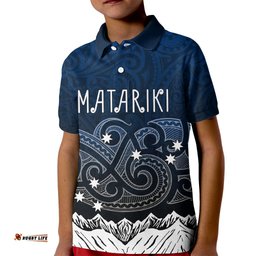 Peronsalised New Zealand Kid Polo Shirt Matariki Maori Patterns - Gradient
