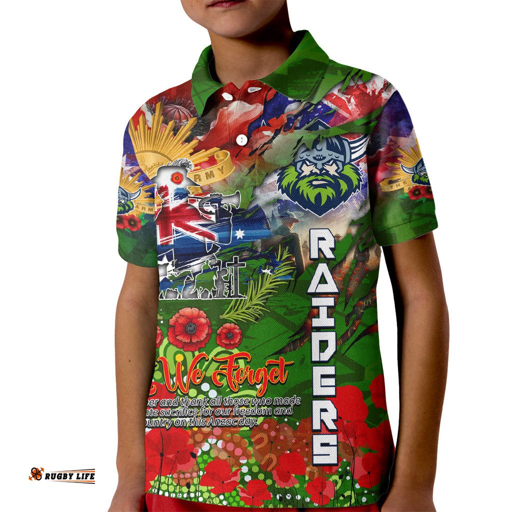 Personalised Australia Rugby Raiders ANZAC Kid Polo Shirt Canberra Scratch Style