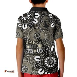 NAIDOC Week 2024 Fire Burning Kid Polo Shirt Aboriginal Dots Black Art