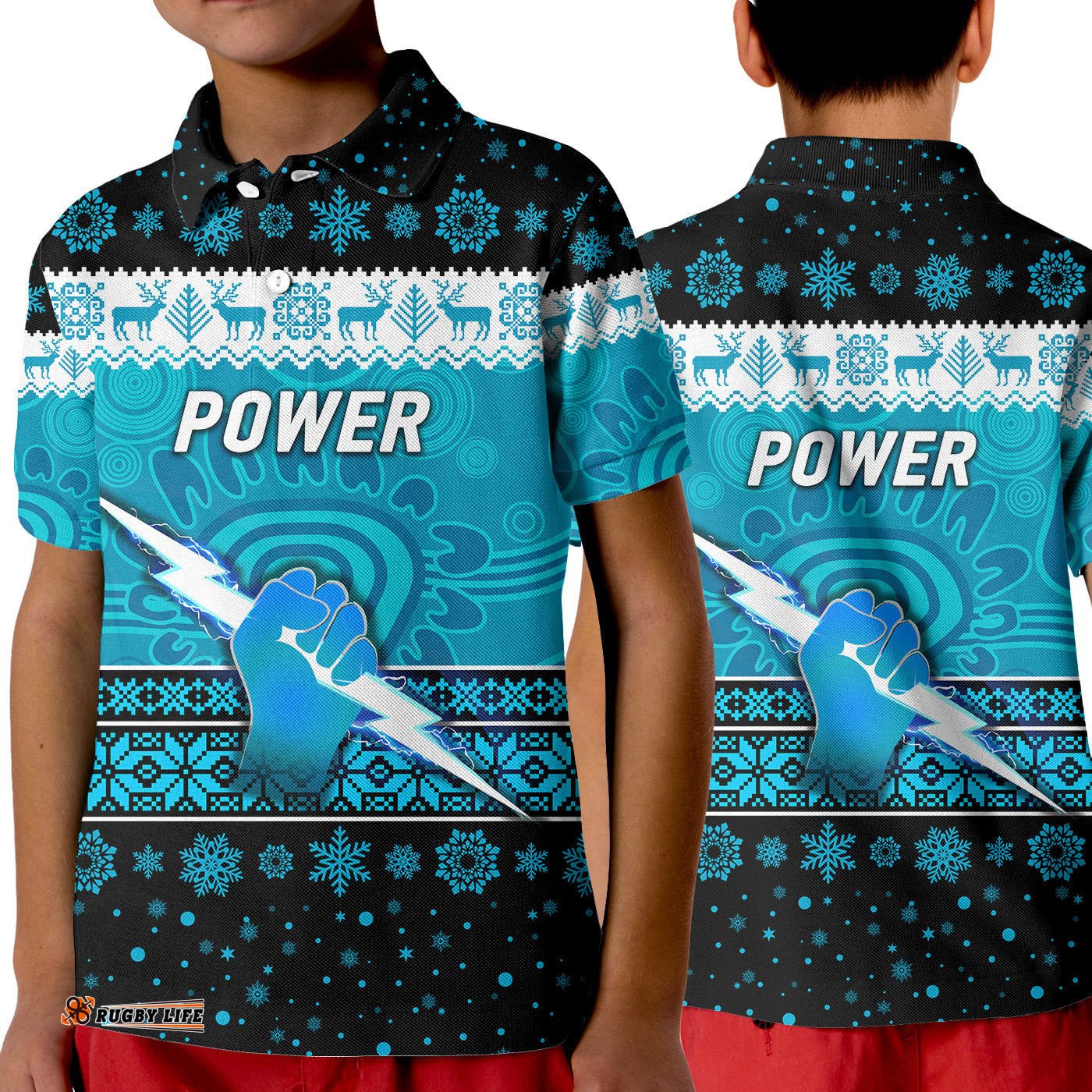 Port Adelaide Power Polo Shirt KID Christmas Simple Style