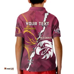 Personalised Broncos And Eagles Rugby Kid Polo Shirt Sporty Version