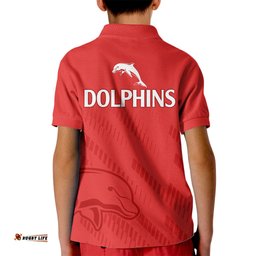 NRL Dolphins Rugby Kid Polo Shirt Simple Red Style-
