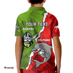 Personalised Dolphins and Raiders Rugby Kid Polo ShirtSporty Version