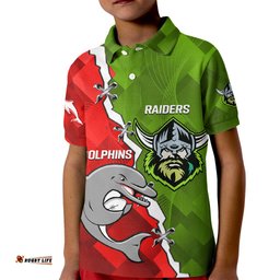 Personalised Dolphins and Raiders Rugby Kid Polo ShirtSporty Version