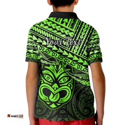 Personalised Matariki New Zealand Kid Polo Shirt Maori New Year Tiki Green Version