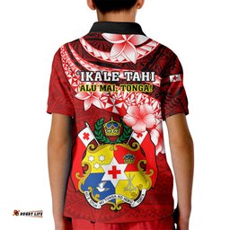 Tonga Rugby Kid Polo Shirt Ikale Tahi Tongan Ngatu Pattern With Dabbing Ball