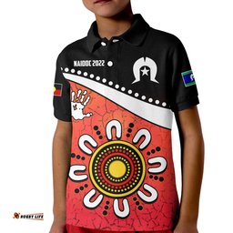 NAIDOC WeekPolo Shirt KID Torres Strait Islander Version Red Aboriginal The Dhari