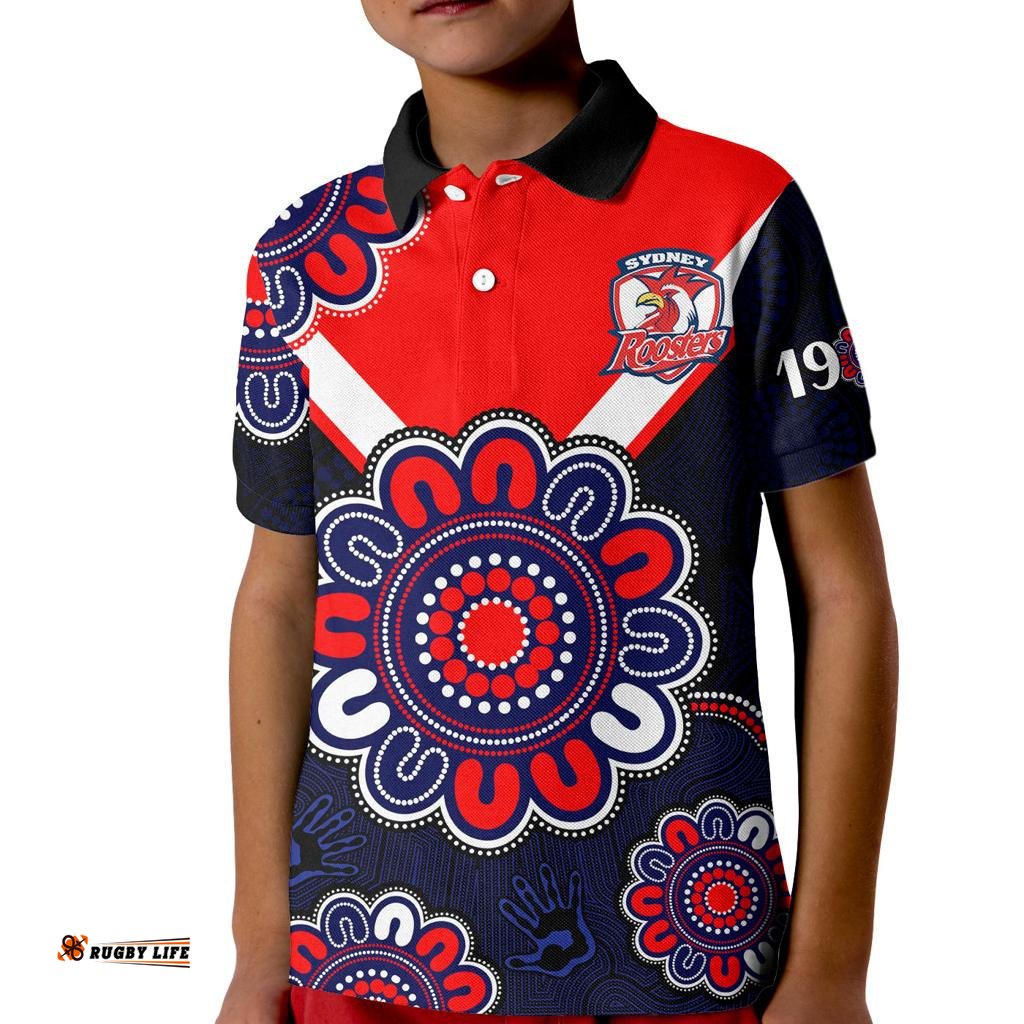 NRL Sydney Roosters Rugby 1908 Aboriginal Kid Polo Shirt