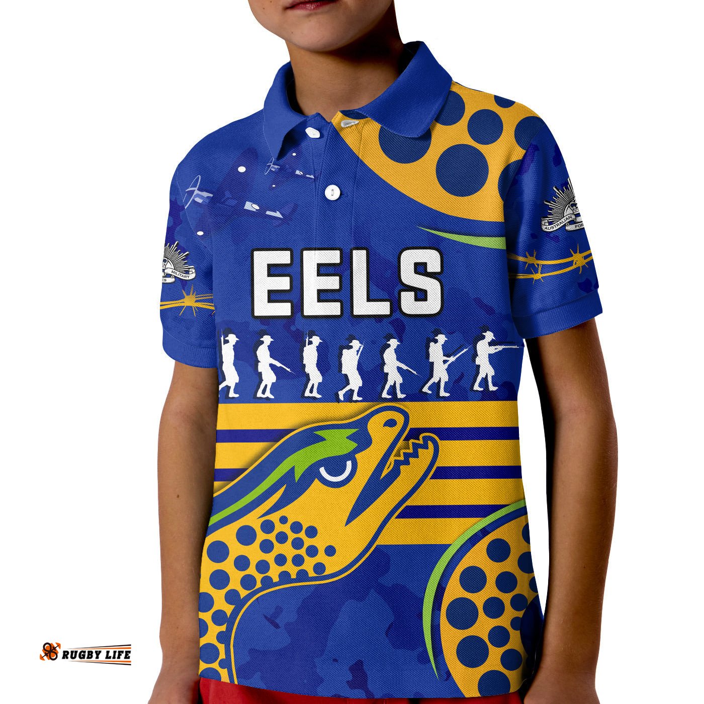 Eels AnzacPolo Shirt KID Lest We Forget