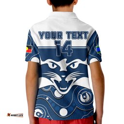 Custom Text And Number Geelong Football NAIDOCPolo Shirt KID Cats For Our Elders Indigenous Art