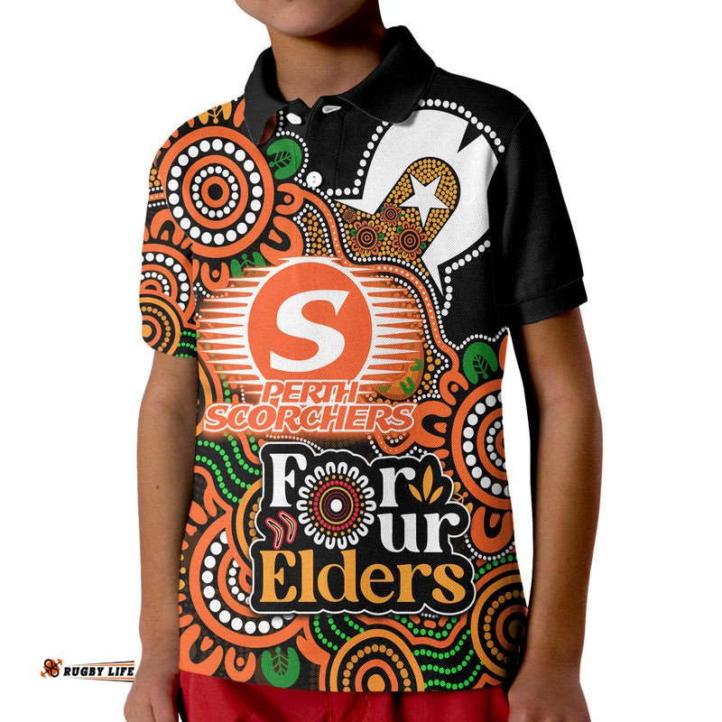 Perth Scorchers Cricket Kid Polo Shirt NAIDOC Torres Strait For Our Elders