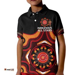 Australia Indigenous Rugby Kid Polo Shirt All Stars Aborigine Dreamtime Black Version