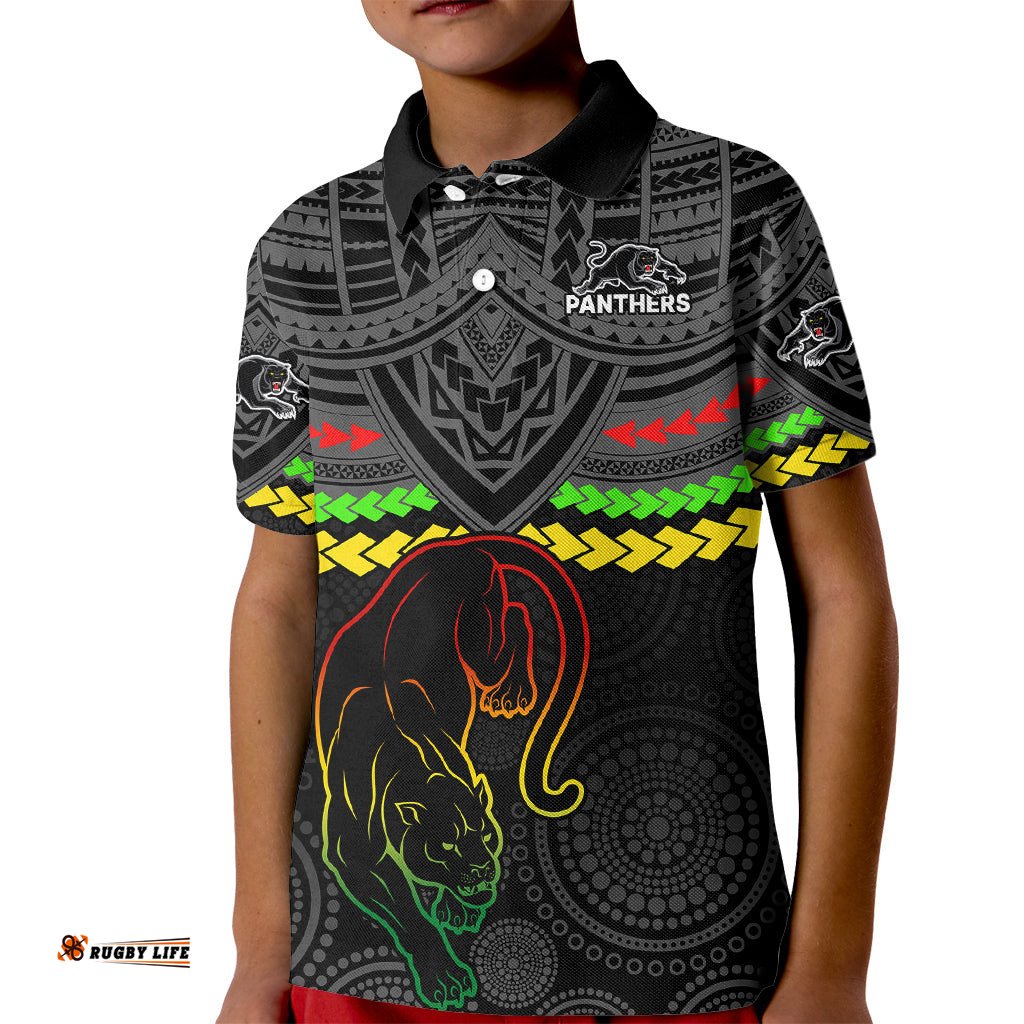 Panthers Rugby Kid Polo Shirt Polynesian and Aboriginal Vibe