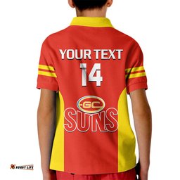 Personalised Gold Coast FootballKid Polo Shirt Go Suns Sporty Style