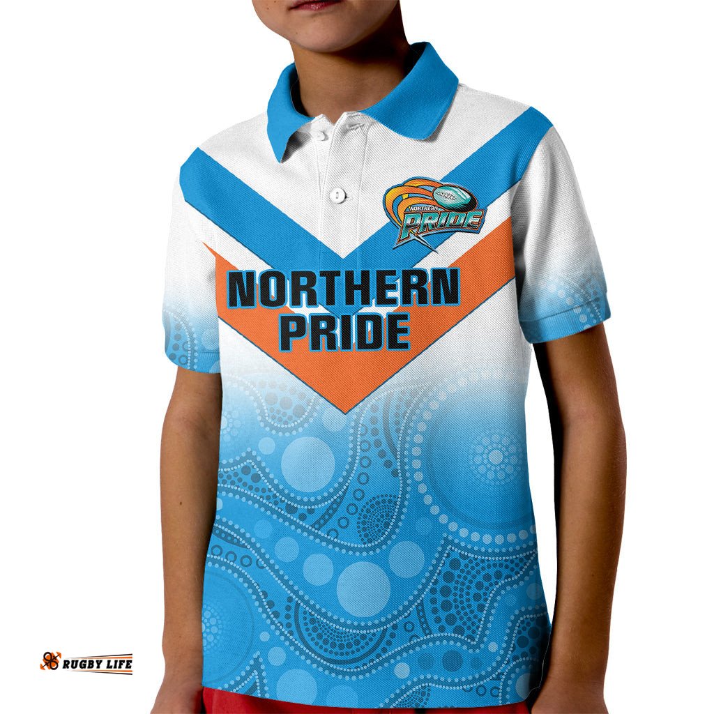 Personalised Australia Rugby Kid Polo Shirt Queensland Northern Pride Indigenous Art