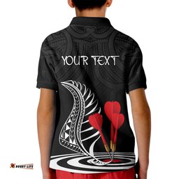 Personalised New Zealand Darts Kid Polo Shirt Aotearoa Maori Fern Bring It On