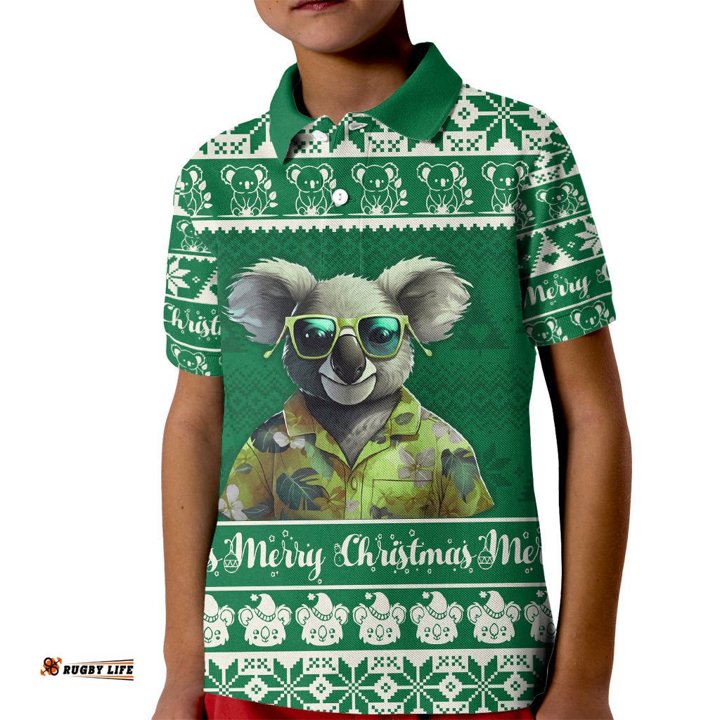 Personalised Australia Koala Christmas Kid Polo Shirt Santa Koala Stay Cool