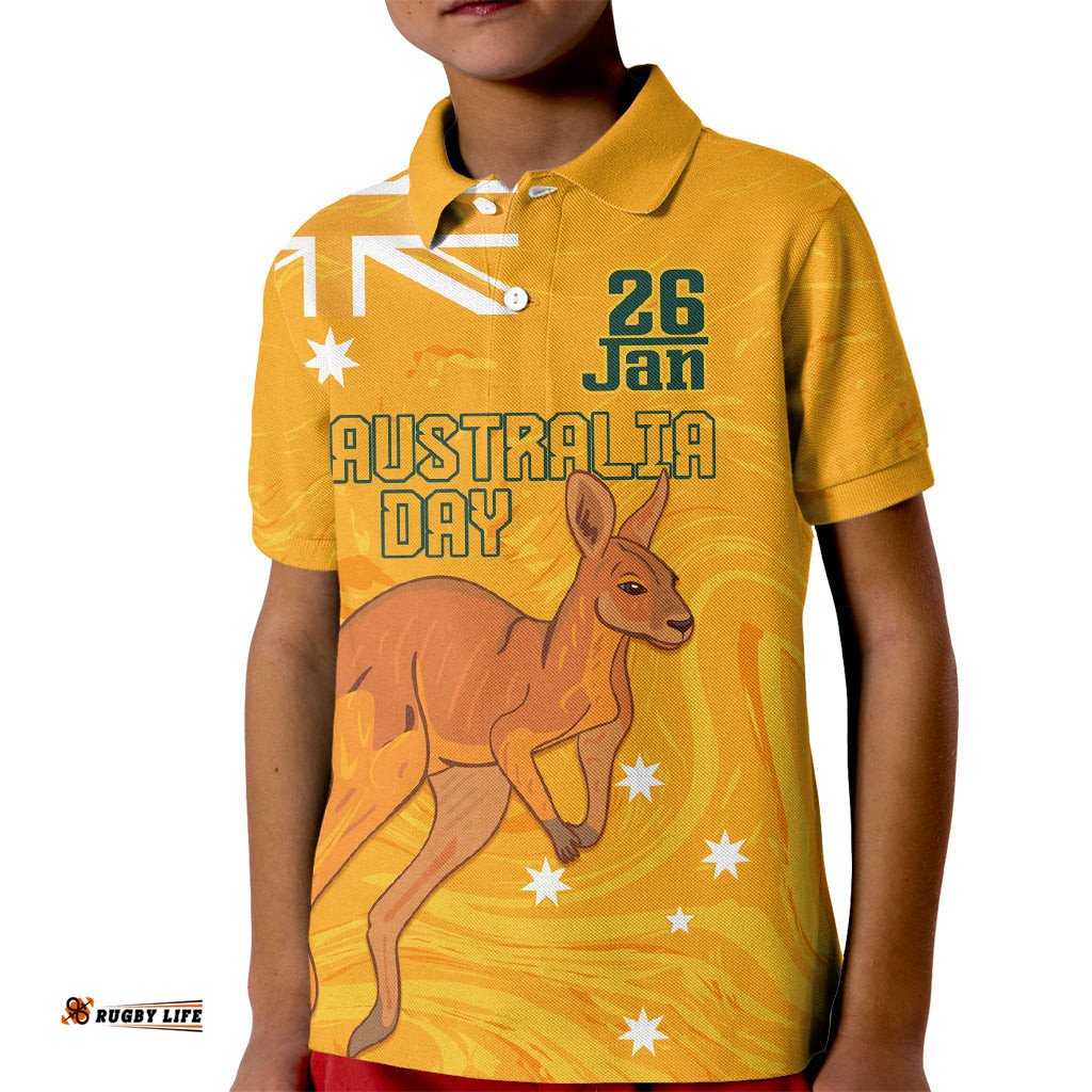 Personalised Matildas Australia Day Kid Polo Shirt Proud To Be Tillies Gold Version