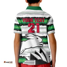 NRL Rabittohs Australia Day Custom Kid Polo Shirt Sydney Opera House Glory Glory