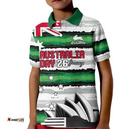 NRL Rabittohs Australia Day Custom Kid Polo Shirt Sydney Opera House Glory Glory