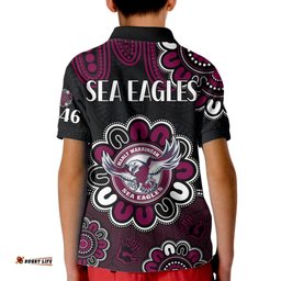 NRL Manly Warringah Sea Eagles Rugby 1946 Aboriginal Kid Polo Shirt