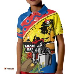 Knights Rugby ANZAC Day Kid Polo Shirt Novocastrians Mascot Rosemary Starry Night