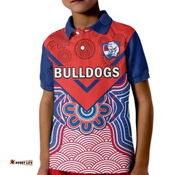 Bulldogs Football Polo Shirt KID Western Doggies Aboriginal Art
