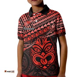Matariki New Zealand Kid Polo Shirt Maori New Year Tiki Red Version