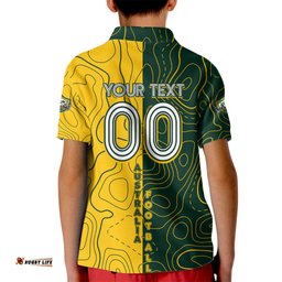 Personalised Matildas Mascot Kid Polo Shirt Australia Football Topographic