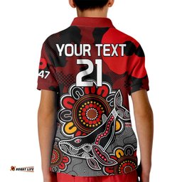 Personalised ANZAC Dolphins Rugby Kid Polo Shirt Indigenous Circles and Waves