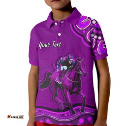Custom Personalised Launceston CupPolo Shirt KID Australia Aboriginal Purple Horse Lovers