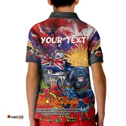 Personalised Australia Rugby Panthers ANZAC Kid Polo Shirt Penrith Scratch Style