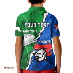Personalised Knights and Rabbitohs Rugby Kid Polo ShirtSporty Version