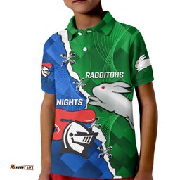 Personalised Knights and Rabbitohs Rugby Kid Polo ShirtSporty Version