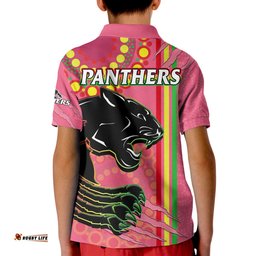Panthers Rugby Polo Shirt KID The Mountain Men Aboriginal Art Dynamic Pink Version