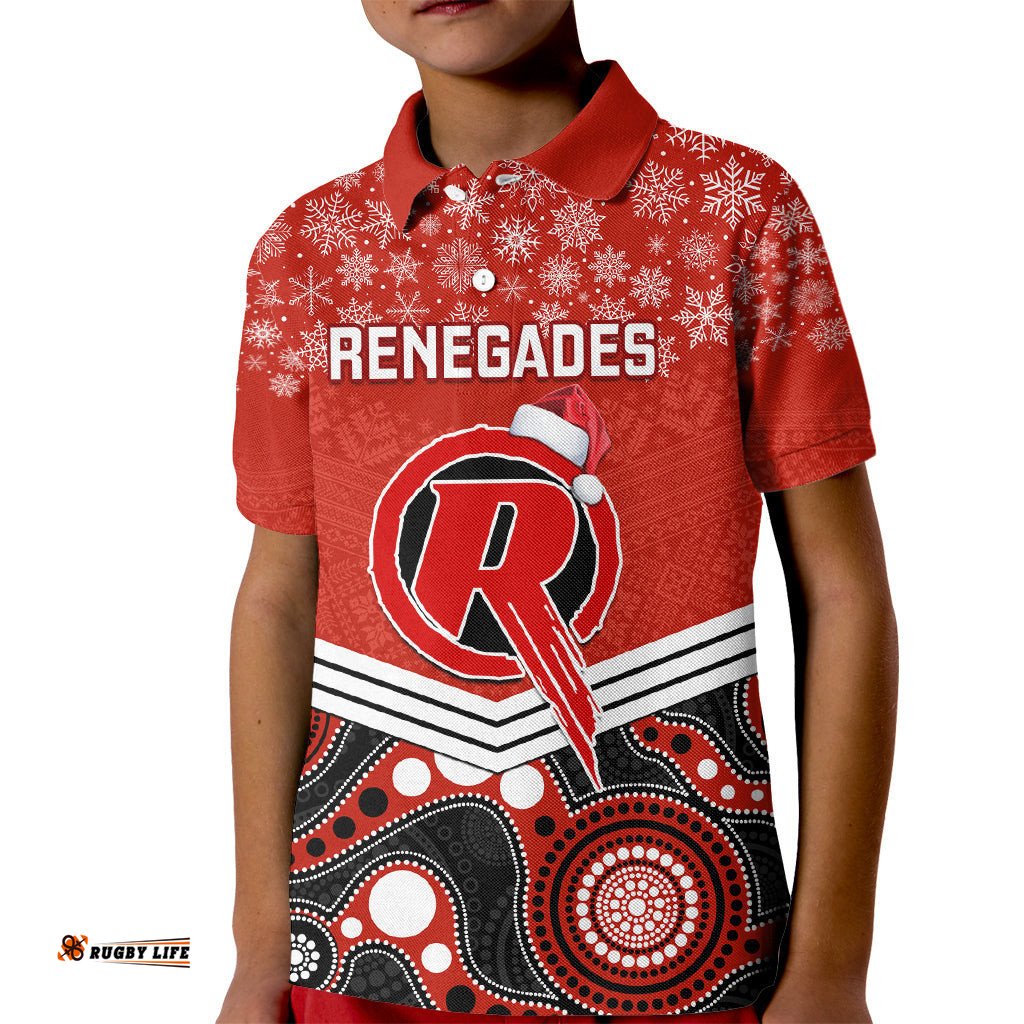 Custom Melbourne Renegades Cricket Christmas Kid Polo Shirt Merry XmasIndigenous Art